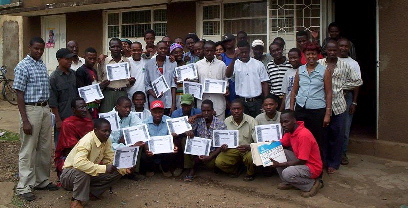 Kili porters getting certificates, photo Karen Valenti